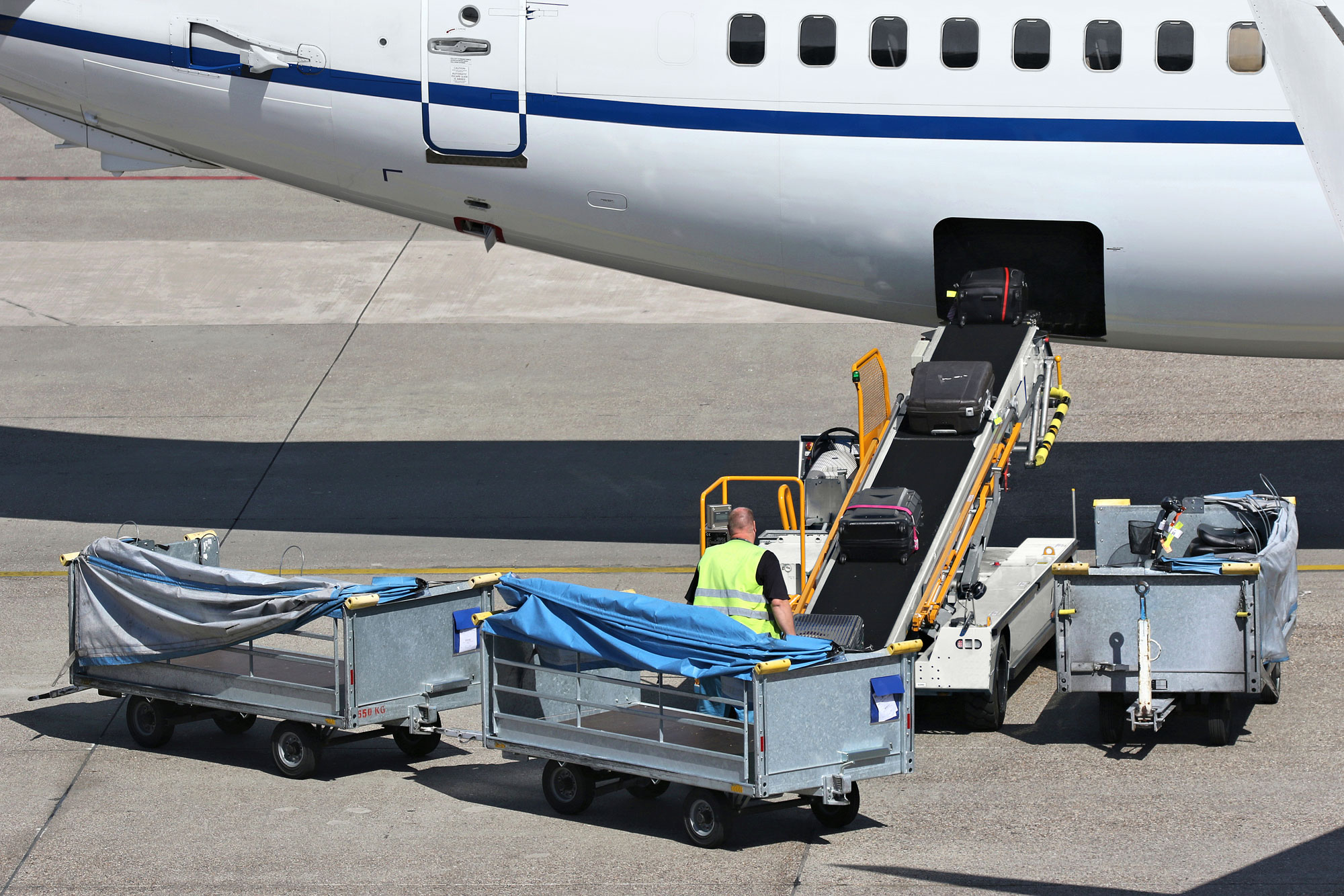 Aircraft baggage barrows manufactured by Hydeng GSE